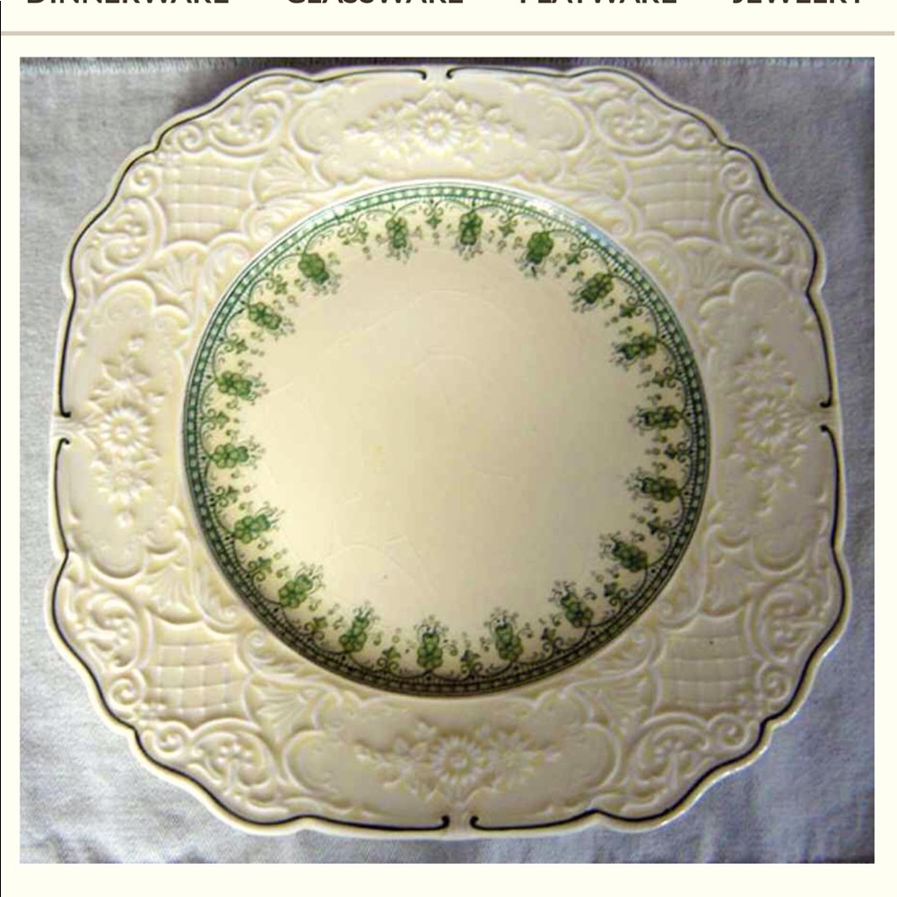 Wedgwood China Set of 5 Salad Plates RARE EC WW511 Cream and Green
